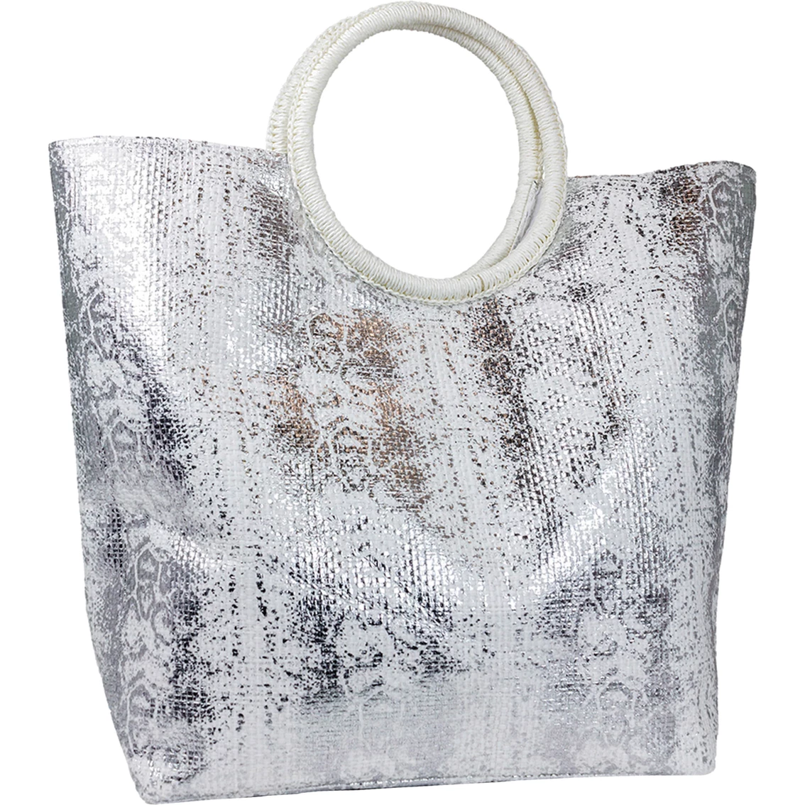 Buy ๐ Magid Snake Print Circle Handle Straw Beach Tote ๐ฏ - Image 3