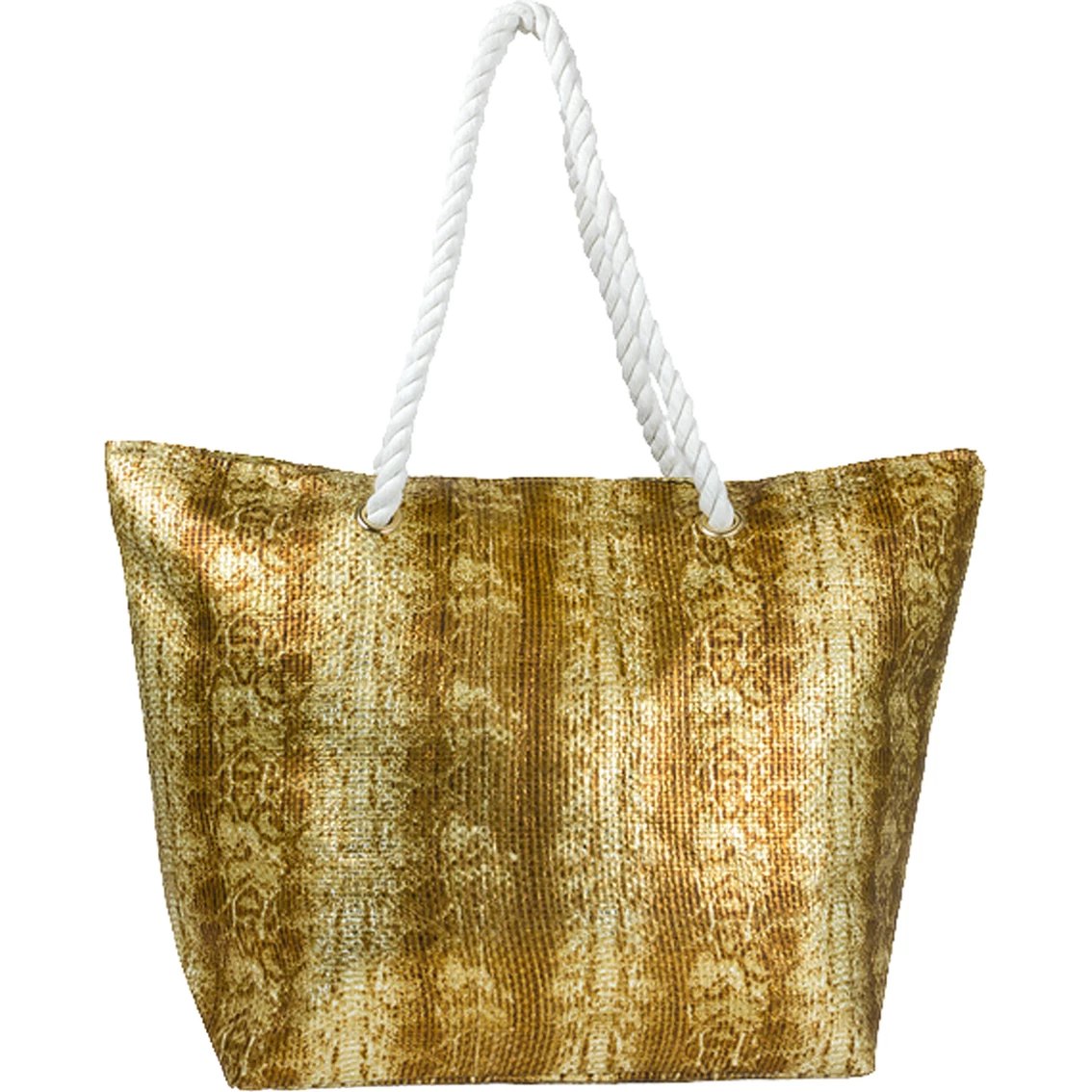 Best deal ๐ Magid Straw Metallic Printed Tote With Rope Handles ๐