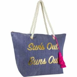 Hot Sale 🔔 Magid Straw Beach Slogan Tote "Suns Out Buns Out" 😍