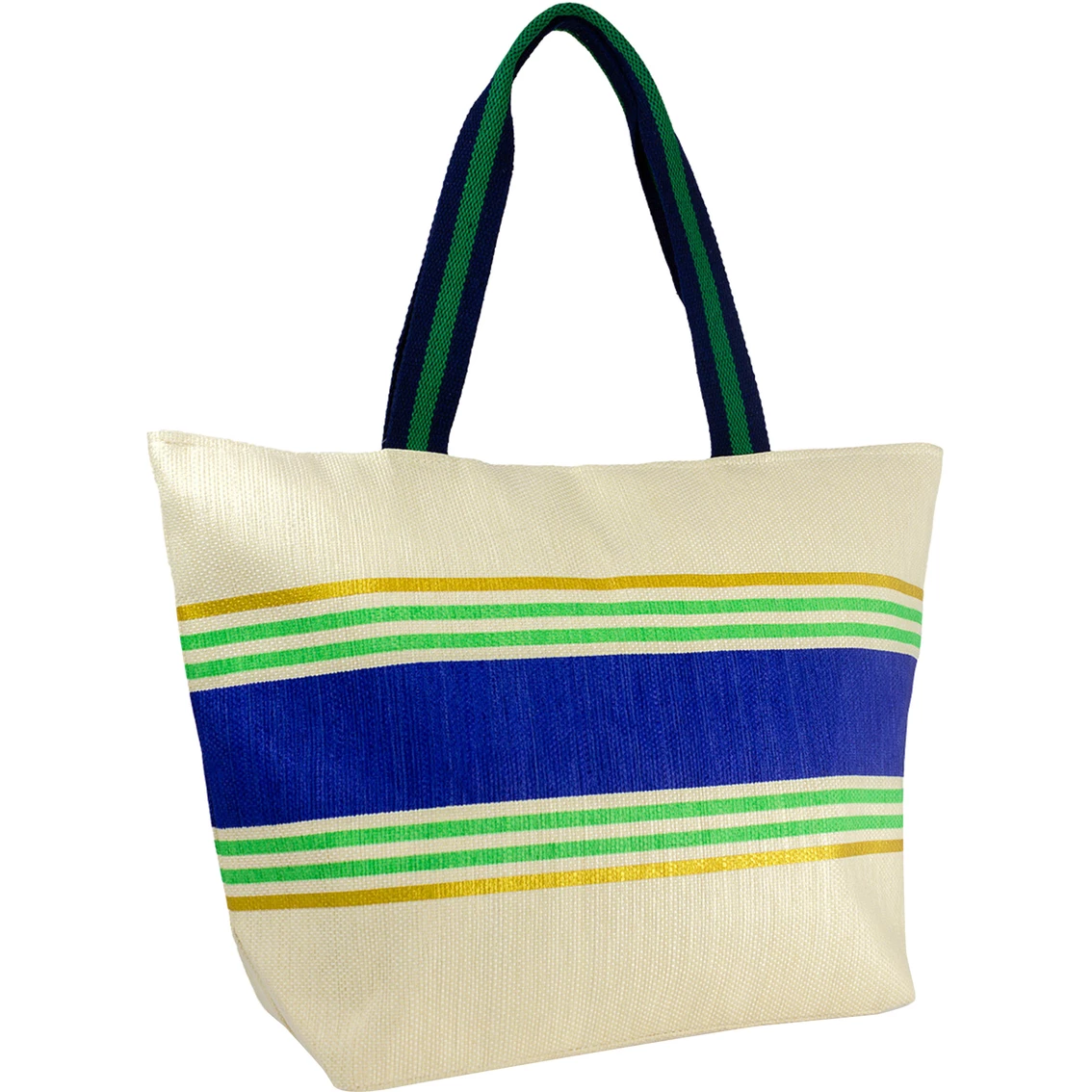 Best deal ๐คฉ Magid Metallic Colored Striped Straw Beach Tote โ