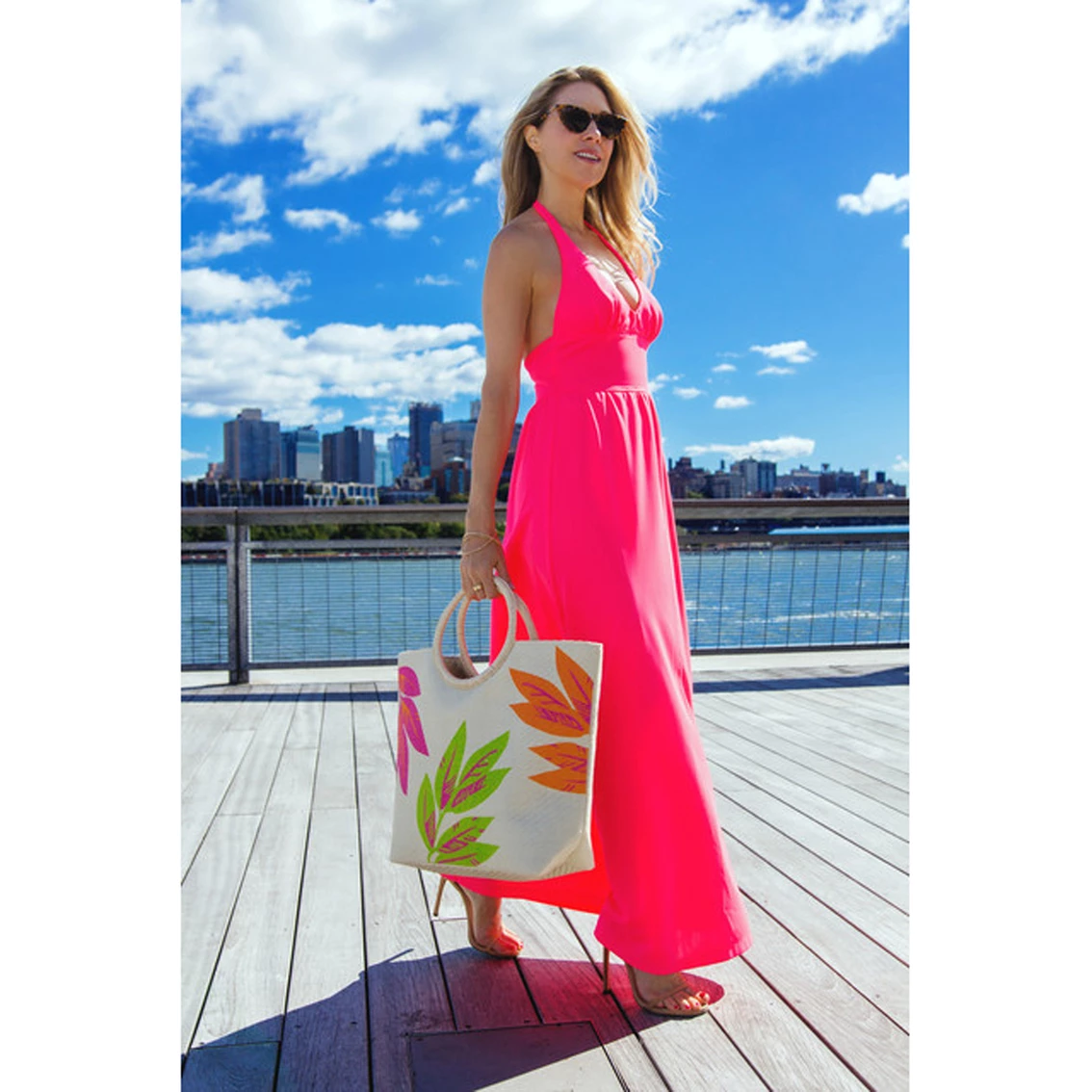 Deals ✔️ Magid Straw Floral Printed Tote With Circle Handles 🎁 - Image 2