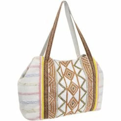 Cheap 🌟 Magid Diamond Pattern Print Cotton Jacquard Tote With Bugal Beads ✨