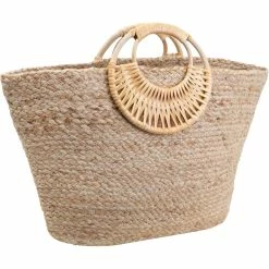 Discount 😉 Magid Straw Jute Tote With Wooden Top Handles 🛒