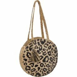 Outlet 😍 Magid Leopard Print Straw Jute Circle Tote 🎁