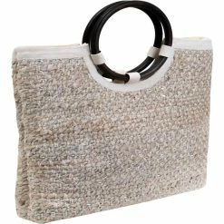 Coupon ⭐ Magid Straw Jute & Lurex 👜 Handbag With Wooden Top Handles ⭐