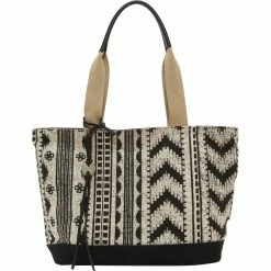 Best Sale 💯 Lucky Brand Woven Printed Tote, Black South ❤️