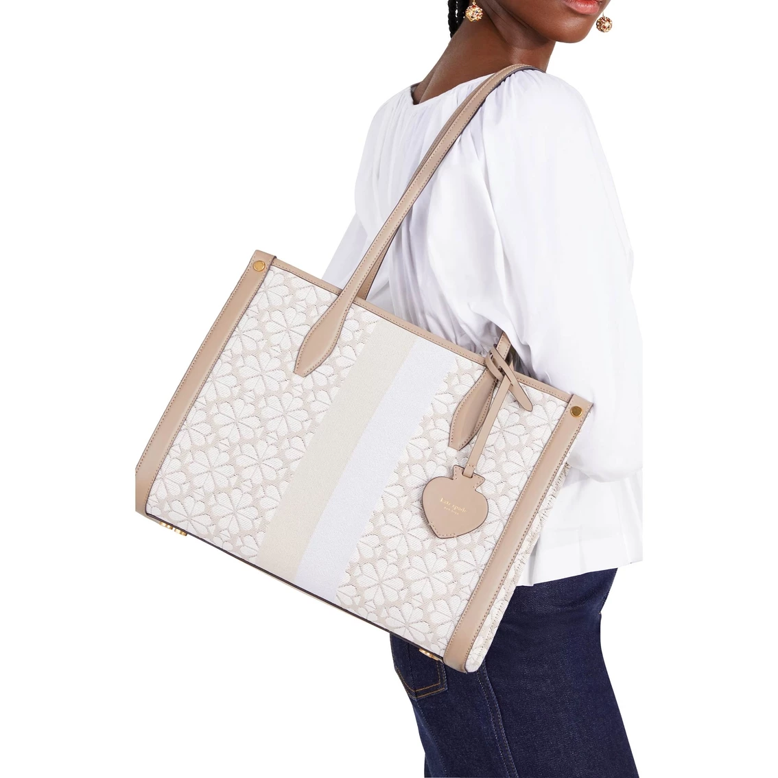 Buy ๐ Kate Spade New York Spade Flower Jacquard Stripe Market Medium Tote โค๏ธ - Image 2