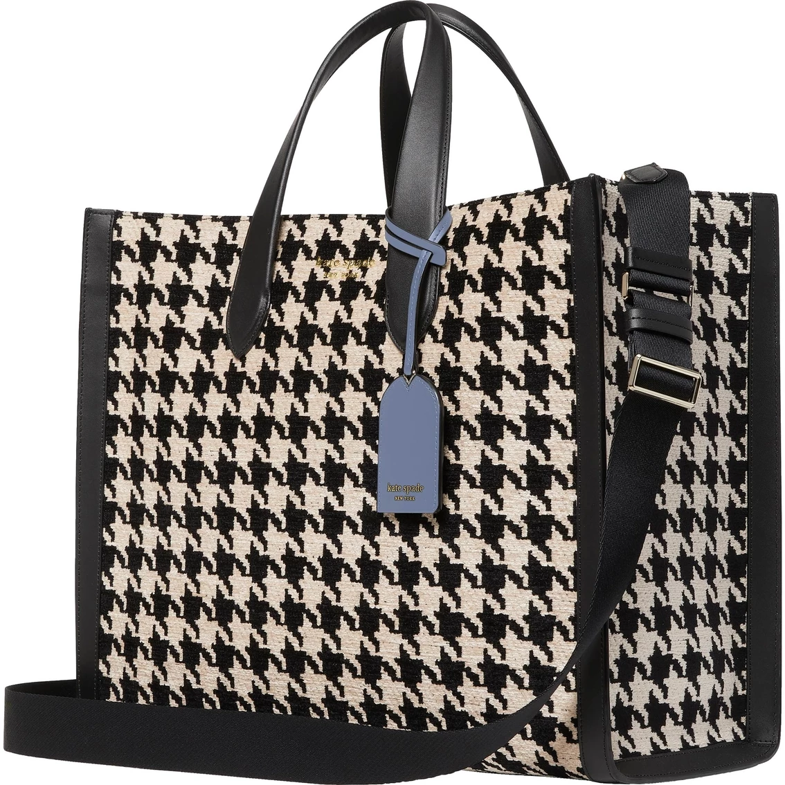 Buy ๐ Kate Spade New York Manhattan Houndstooth Chenille Fabric Large Tote ๐ - Image 3
