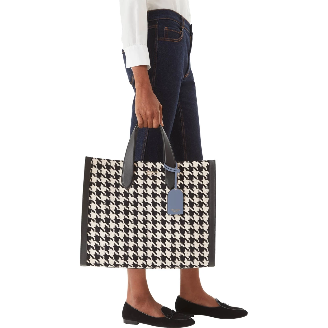 Buy ๐ Kate Spade New York Manhattan Houndstooth Chenille Fabric Large Tote ๐ - Image 4